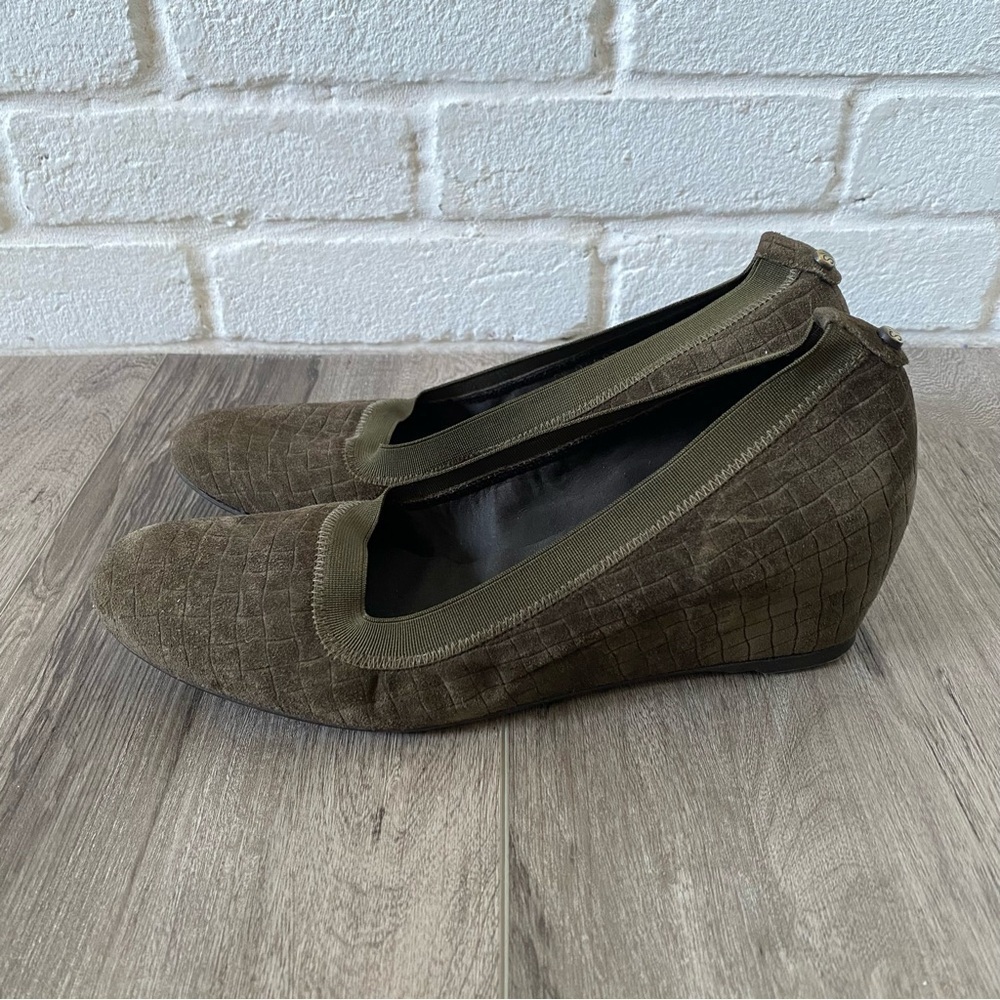 Stuart Weitzman Green Leather Wedge Heels Shoes Women’s Size 9 N - Picture 8 of 9